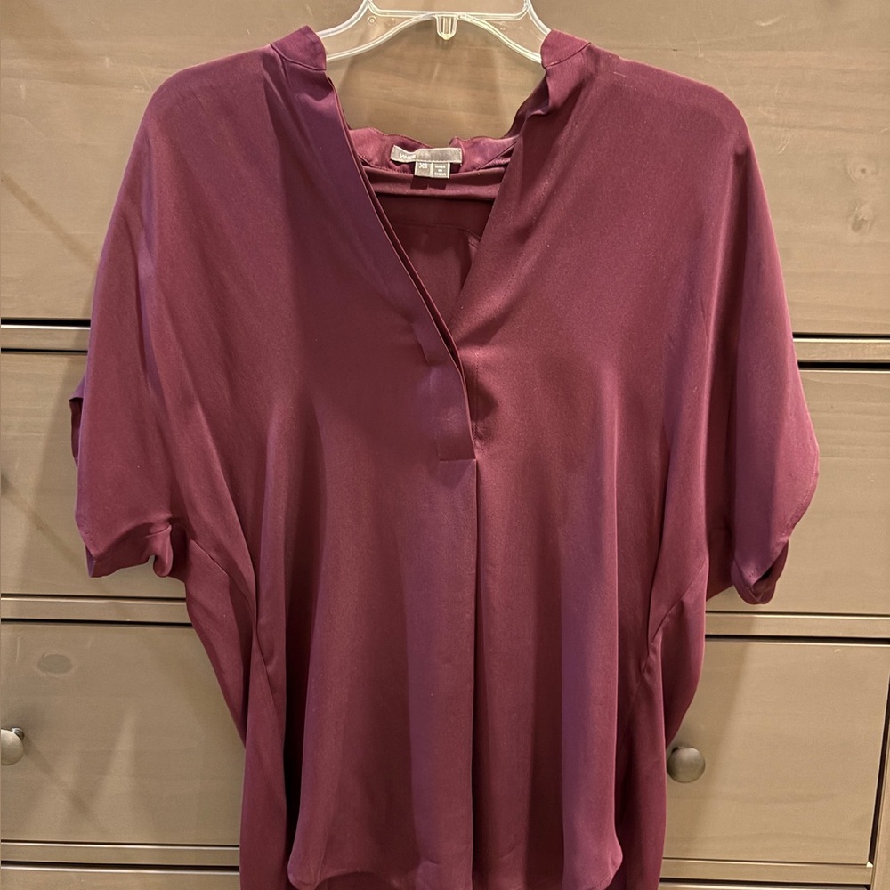 Vince 100% Silk Burgundy Women's Top